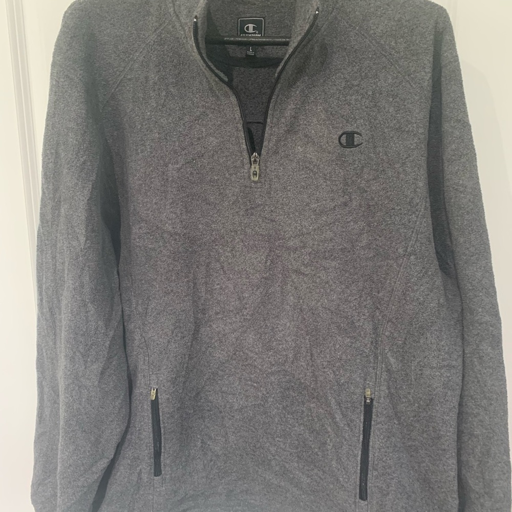 Champion Vintage Gray Zip Up Sweater Athletic Fleece A5